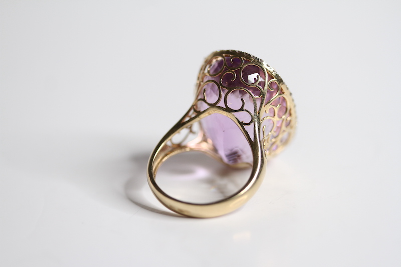 14ct Amethyst and Diamond Ring, estimated weight 25carats 11.2g Size O - Image 3 of 3