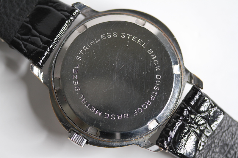*TO BE SOLD WITHOUT RESERVE* VINTAGE HAVERHILL'S WATCH, grey dial, block hour, oval case, black - Image 2 of 3