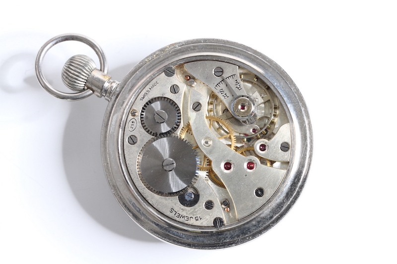 VINTAGE UNITAS MILITARY G.S.T.P POCKET WATCH, circular black dial with arabic numeral hour - Image 3 of 3