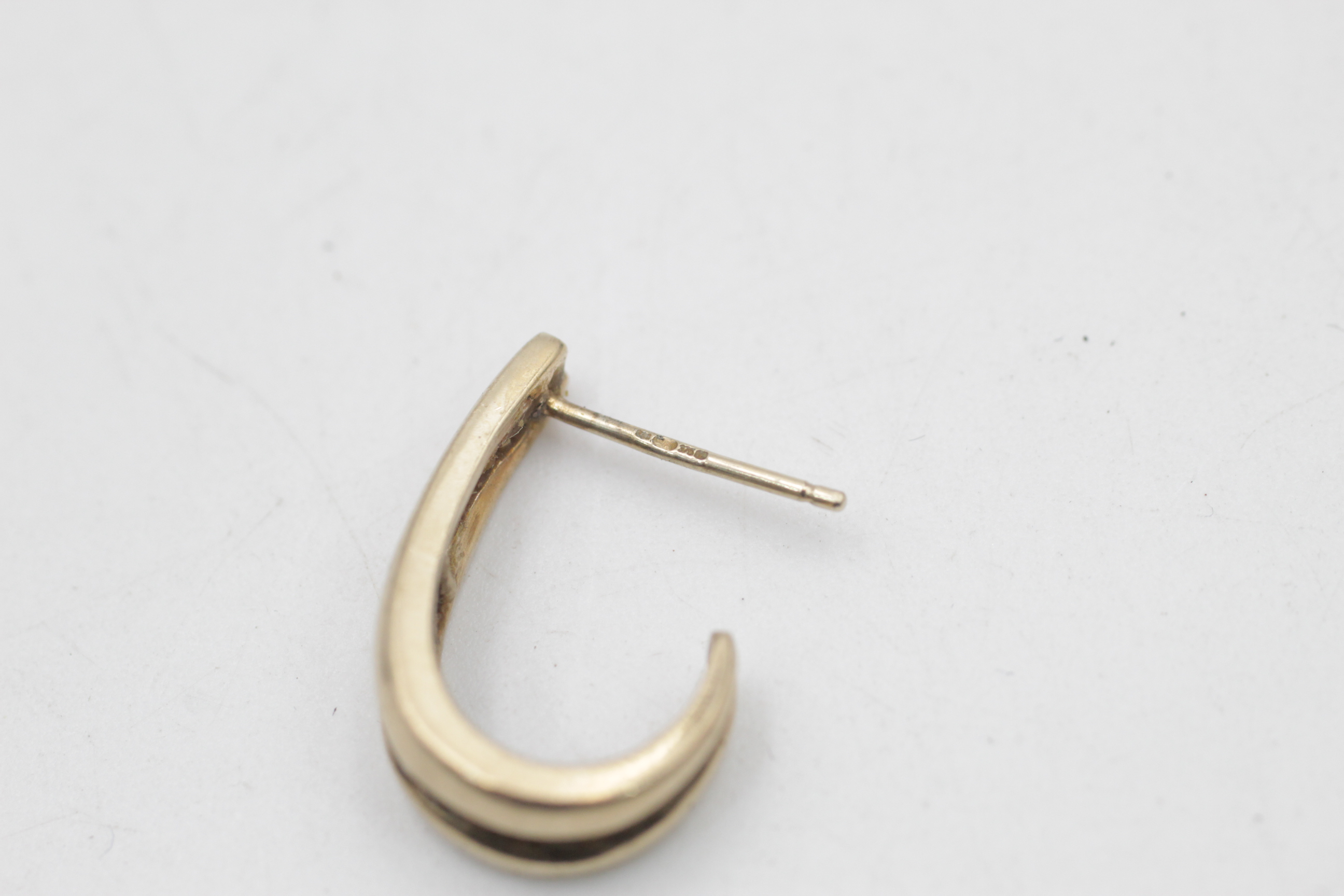 9ct gold vintage diamond channel half-hoop earrings (3.6g) - Image 6 of 6