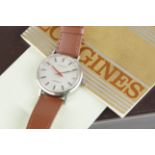 LONGINES CONQUEST DATE WRISTWATCH W/ BOX & GUARANTEE PAPERS, circular silver linen dial with stick