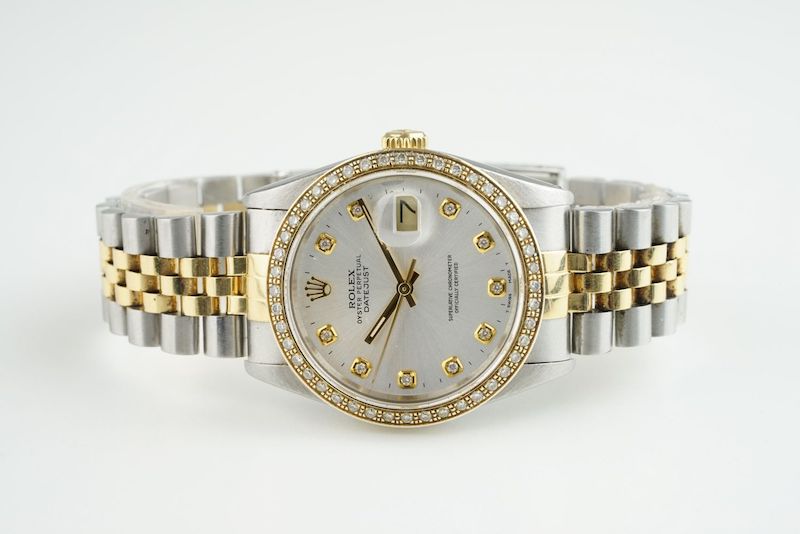 GENTLEMENS ROLEX OYSTER PERPETUAL DATEJUST DIAMOND SET WRISTWATCH W/ GUARANTEE PAPERS REF. 16233, - Image 2 of 3