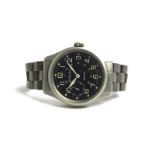 GLYCINE KMU 48 MANUAL WIND REFERENCE 3788, circular black dial with arabic numeral hour markers,