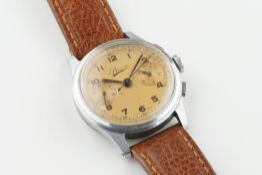 BOVET VINTAGE CHRONOGRAPH WRISTWATCH, circular salmon twin register dial with arabic numeral hour