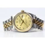 ROLEX DATEJUST STEEL AND GOLD DIAMOND DOT DIAL 16013