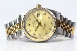 ROLEX DATEJUST STEEL AND GOLD DIAMOND DOT DIAL 16013