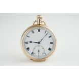 ANTIQUE 9CT ROSE GOLD POCKET WATCH, circular white dial with roman numeral hour markers and hands,