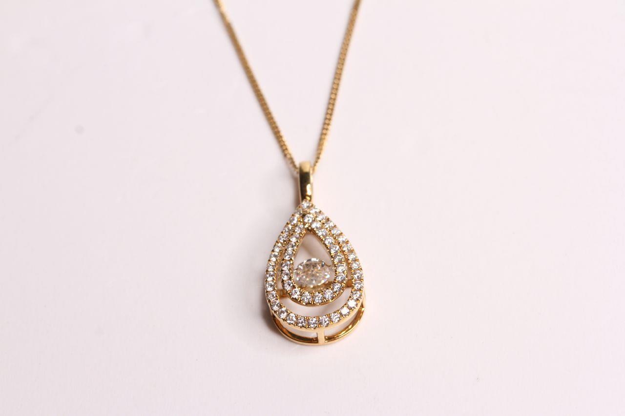 18ct yellow gold fancy pear diamond necklace - Image 3 of 3