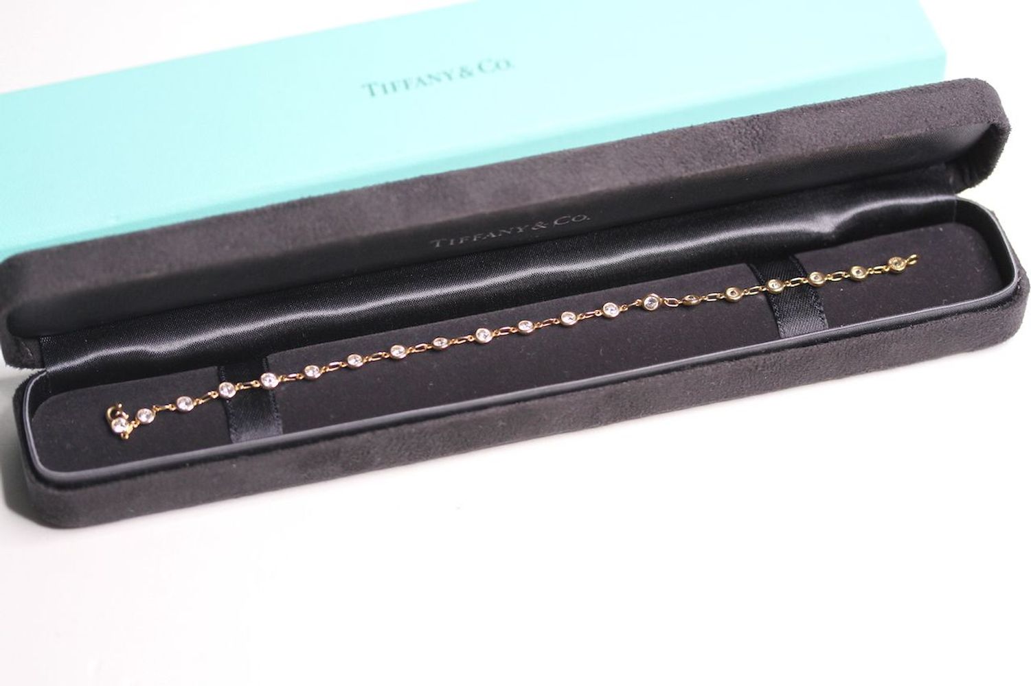18CT TIFFANY & CO ELSA PERETTI DIAMOND BRACELET WITH BOX AND POUCH, 18ct rose gold bracelet with