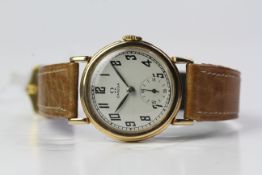 VINTAGE ART DEC OMEGA 9CT DRESS WATCH, silvered dial, Art Deco Arabic numerals, 29mm case, case back