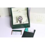 2011 ROLEX DATEJUST DECORATED ARABIC DIAL FULL SET REFERENCE 116234, circular silvered dial with