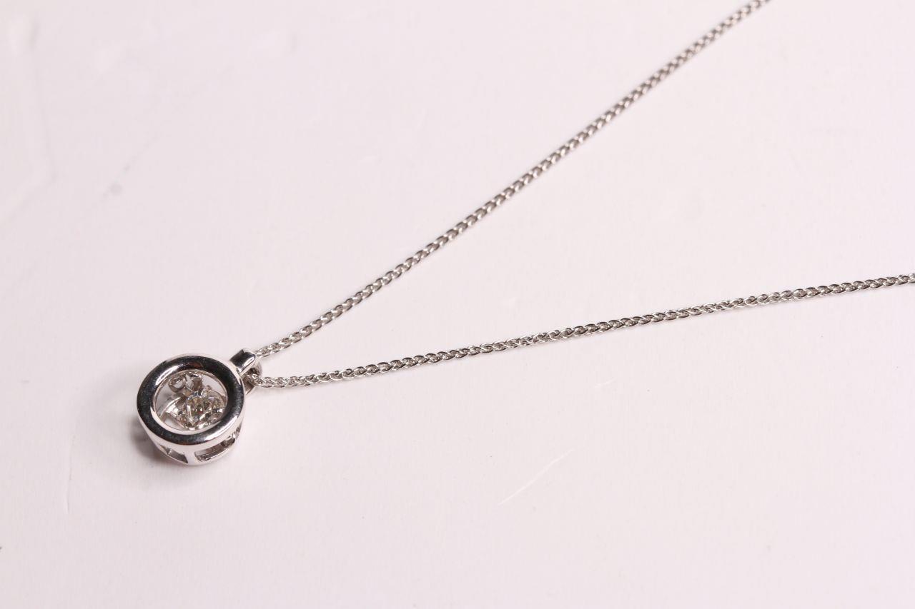 18ct white gold solitaire fancy diamond necklace, approximately 16 inch chain.