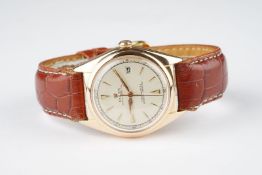 GENTLEMENS ROLEX OYSTER PERPETUAL GOLD WRISTWATCH REF. 5030, circular refinished cream dial with
