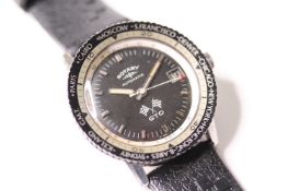 1960s ROTARY AUTOMATIC GTO WORLD TIME, circular black dial with baton hour markers, date function at