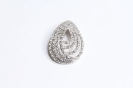 9ct white gold diamond set openwork teardrop pendant (3.4g)