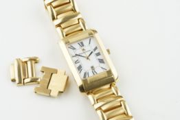 MAURICE LACROIX 18CT YELLOW GOLD DATE WRISTWATCH, rectangular white dial with black hour markers and