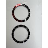 2X ROLEX GMT MASTER BEZEL INSERTS, one coke and one black, for 16710 references