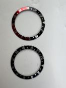 2X ROLEX GMT MASTER BEZEL INSERTS, one coke and one black, for 16710 references