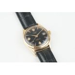TISSOT VISODATE T-12 DATE GOLD PLATED WRISTWATCH, circular black gloss dial with gold plated hour