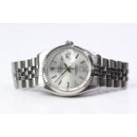 ROLEX OYSTER PERPETUAL DATEJUST REFERENCE 16014 CIRCA 1984, silver dial with baton hour markers,