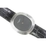 FINE 18CT PATEK PHILIPPE JUMBO ELIPSE REFERENCE 3634, black matte dial, 30mm 18ct white gold stepped