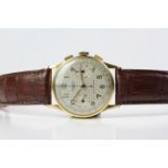 VINTAGE 18CT UNIVERSAL GENEVE UNI-COMPAX REFERENCE 12445 CIRCA 1950S, silvered dial with Arabic hour
