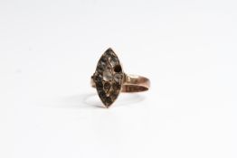 9ct gold antique clear gemstone navette cluster ring Hallmarked Birmingham 1898-1899 - as seen (1.