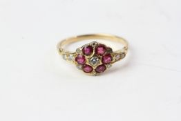 18YG ruby and diamond cluster ring (rubies in circle) no weights
