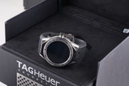 TAG HEUER INTEL CONNECTED DIGITAL WRISTWATCH W/ BOX & CHARGER, circular digital dial, 46mm stainless