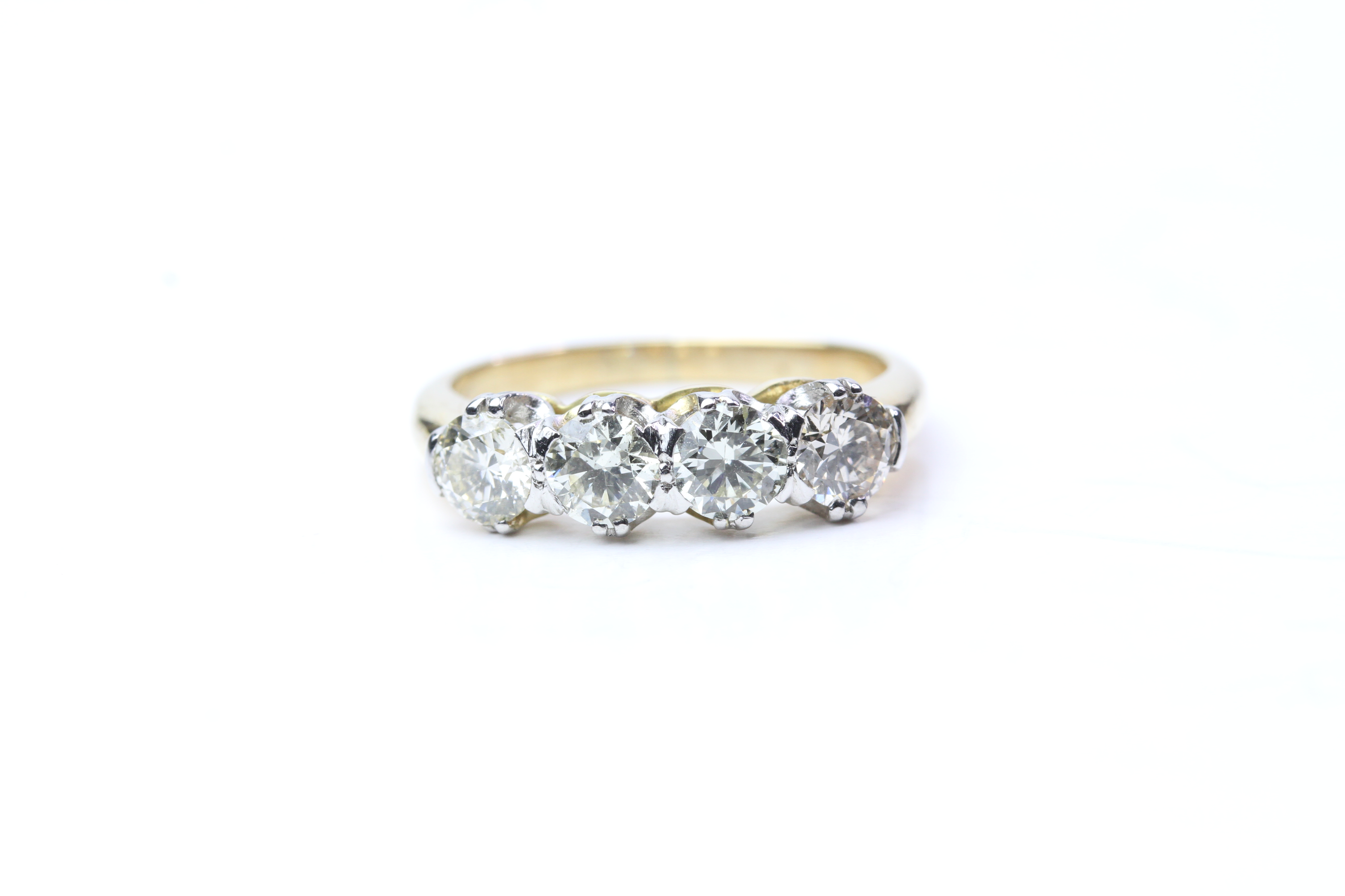 18YG 4 stone diamond ring claw set TDW 1.25ct Size L