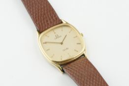 OMEGA DE VILLE WRISTWATCH, rounded gold dial with hour markers and hands, 29mm plated case with a