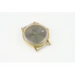 NIVADA GOLD PLATED DATE WRISTWATCH, circular grey dial with hour markers and hands, 34mm gold plated