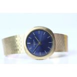 VINTAGE 18CT PATEK PHILIPPE 3573/1 BACK WIND JUMBO, circular blue dial with gold baton hour markers,