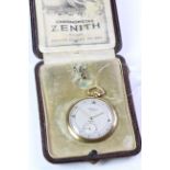 FINE AND RARE 18CT ZENITH MAPPIN DIAL CHRONOMETRE RASOR THIN POCKET WATCH, silvered dial, gold Roman