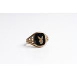 9ct gold vintage onyx playboy bunny signet ring (3.3g)