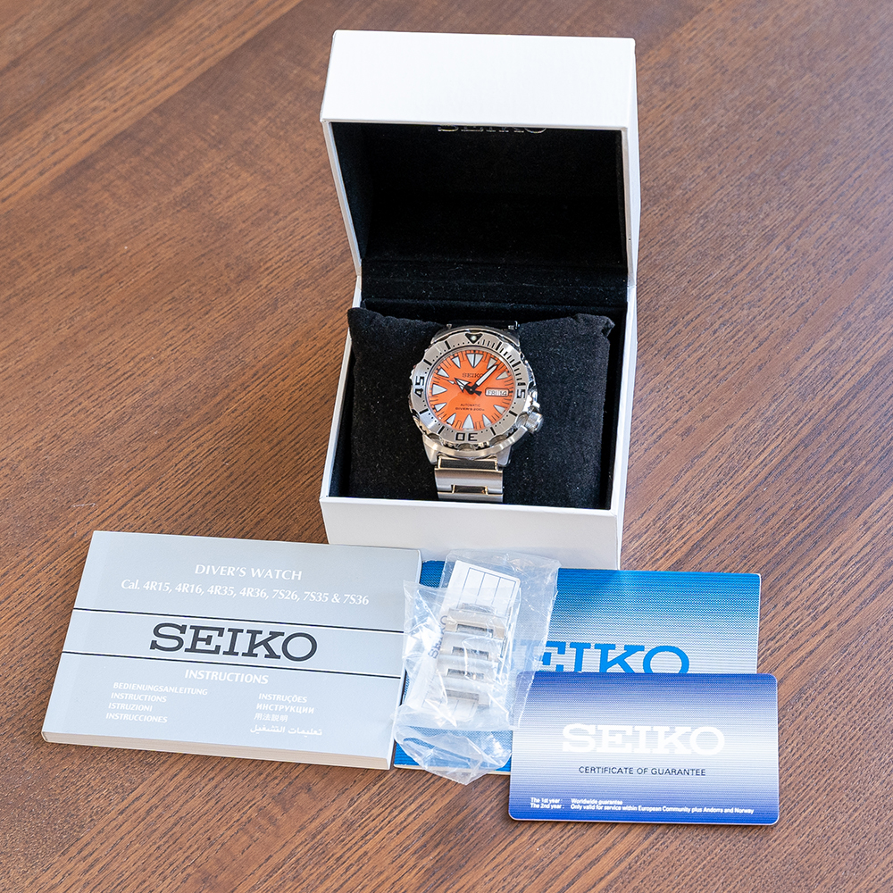 GENTLEMAN'S SEIKO ORANGE MONSTER 2ND GEN, REF. SRP309, CIRCA. SEPTEMBER 2014, BOX & UNSIGNED PAPERS,