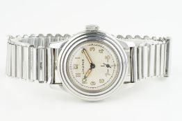 RARE GENTLEMENS LONGINES STEPPED WRISTWATCH CIRCA 1937, circular off white dial with arabic