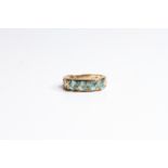 9ct gold blue zircon four stone ornate openwork dress ring (4g)