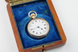 WALTHAM 10CT GOLD PLATE POCKET WATCH W/ BOX, circular white dial with hour markers and hands, 40mm