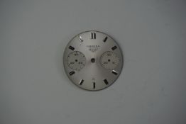 RARE VINTAGE HEUER CARRERA DIAL, silvered dial, block hour markers, twin sub dials, T / Swiss