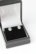 18WG 4 claw set triangular collet diamond earrings RB Total weight 2.02 cts