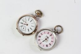 Pair of silver FOB pocket watches