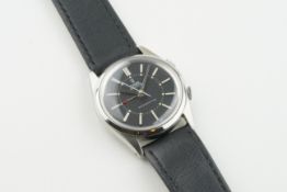 TUDOR ADVISOR ALARM WRISTWATCH, circular black dial with stick hour markers and hands, 34mm