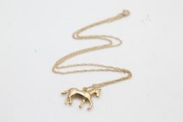 9ct Gold Horse Pendant Necklace (1.3g)