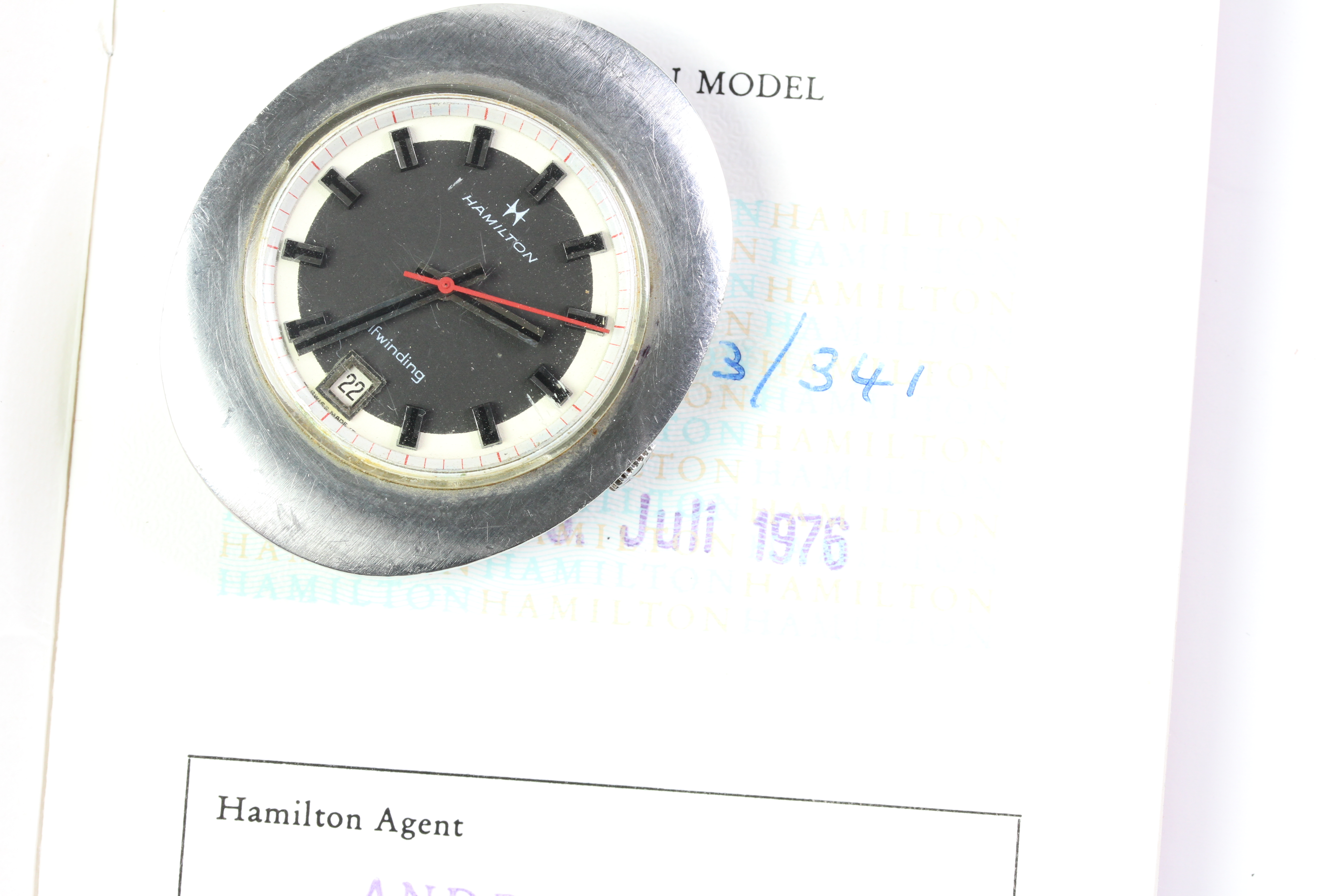 VINTAGE HAMILTON AUTOMATIC BOX AND PAPERS 1976 - Image 6 of 6