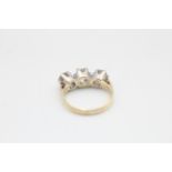 9ct Gold Clear Gemstone Three Stone Ring (3g)