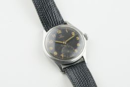 OMEGA MANUALLY WOUND VINTAGE WRISTWATCH REF. 2400-3, circular black dial with arabic numeral hour