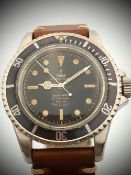 TUDOR SUBMARINER WRISTWATCH REF 7928, original gilt dial with caramel aged lume and matching flat