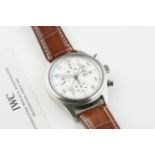 IWC PILOT SPITFIRE AUTOMATIC CHRONOGRAPH WRISTWATCH W/ GUARANTEE CARD REF. 3717, circular two tone