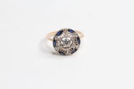 18YG Deco Sapphire and diamond ring centre shaped as a star